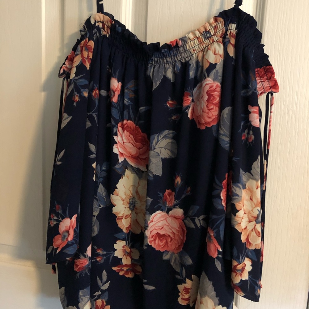 off the shoulder floral shirt